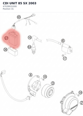Diagram preview: CDI UNIT 85 SX            2003 (47039031000)