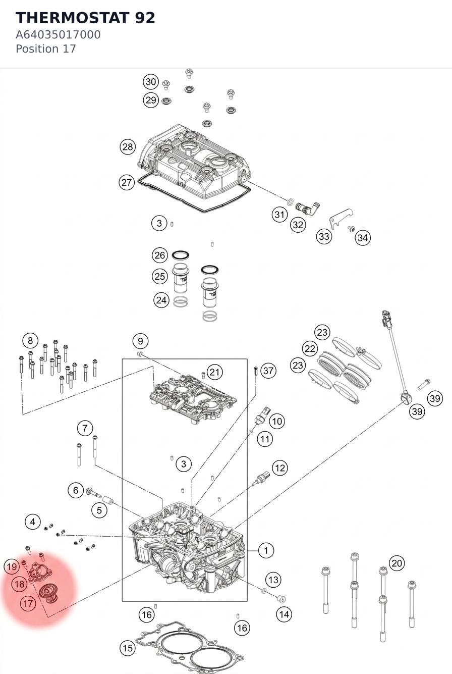 Diagram preview: THERMOSTAT 92 (A64035017000)