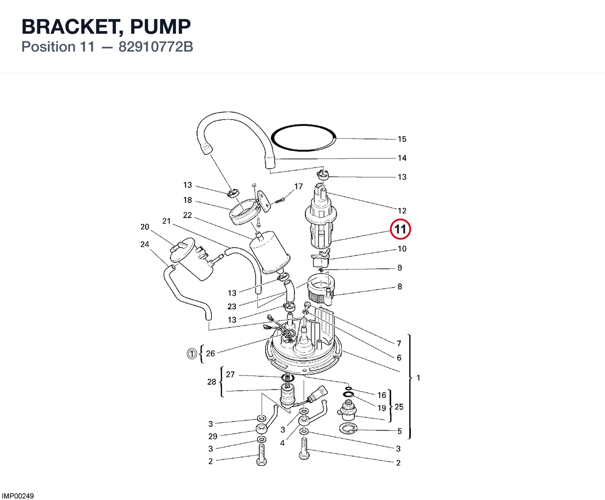 BRACKET, PUMP 82910772B diagram position