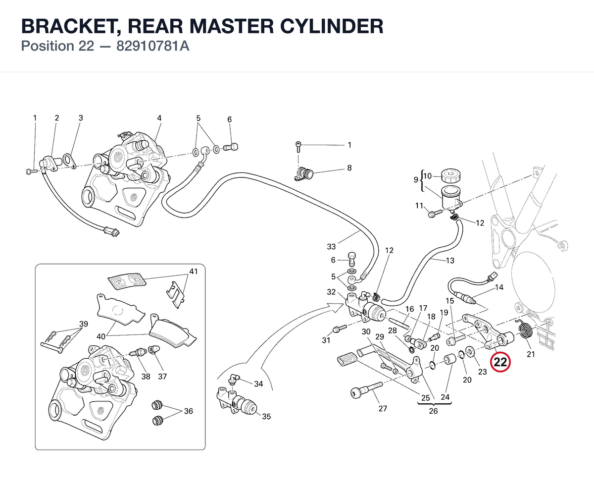 BRACKET, REAR MASTER CYLINDER 82910781A diagram position