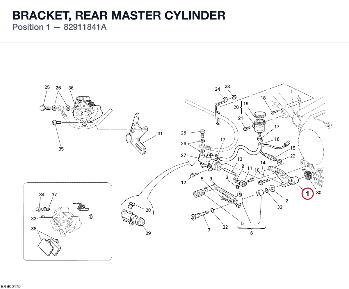BRACKET, REAR MASTER CYLINDER 82911841A diagram position