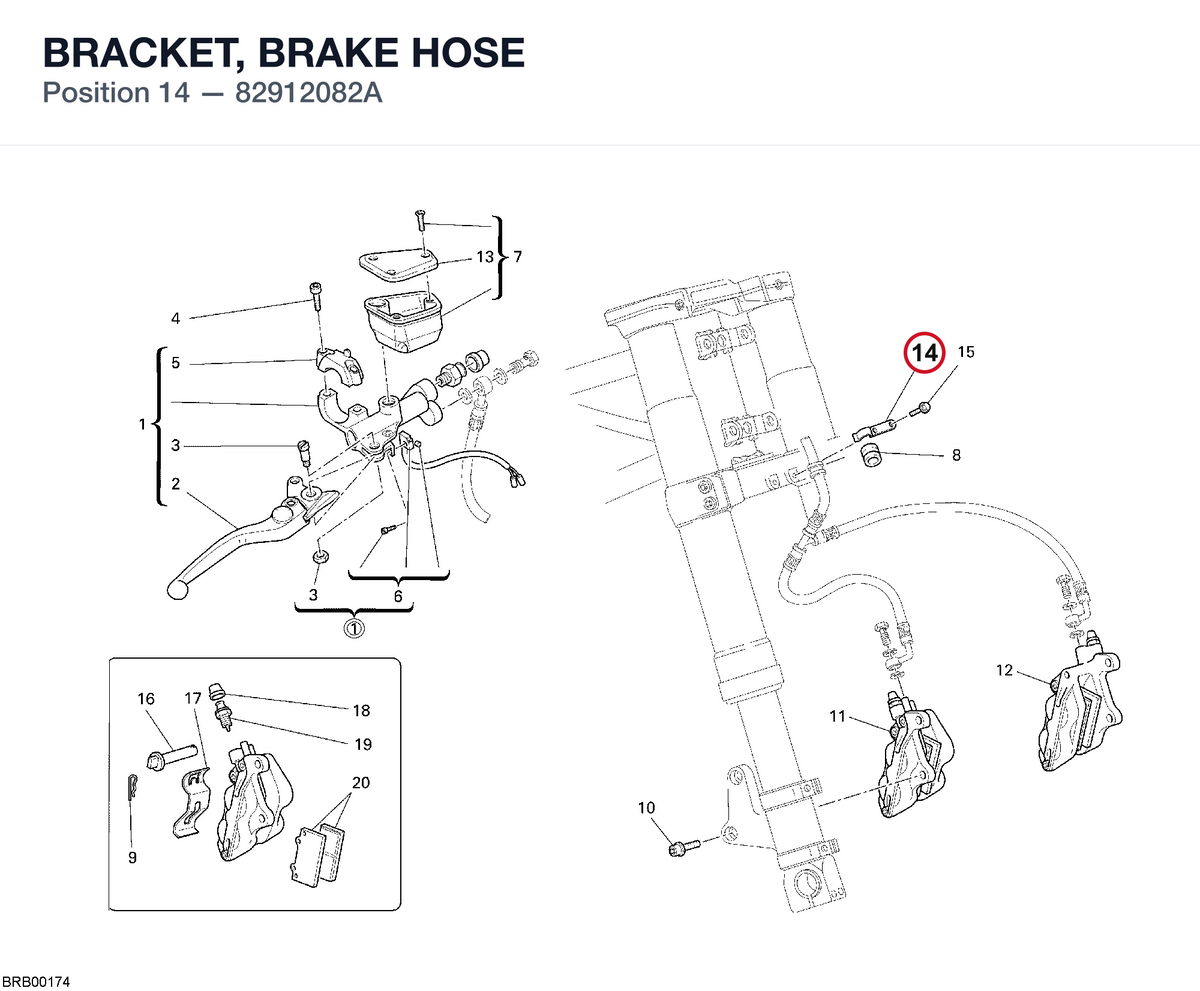 BRACKET, BRAKE HOSE 82912082A diagram position