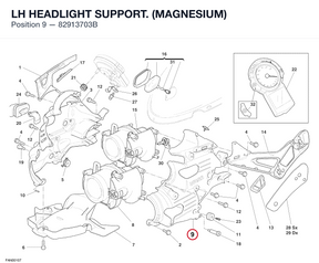LH HEADLIGHT SUPPORT. (MAGNESIUM) 82913703B diagram position