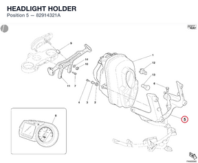 HEADLIGHT HOLDER 82914321A diagram position