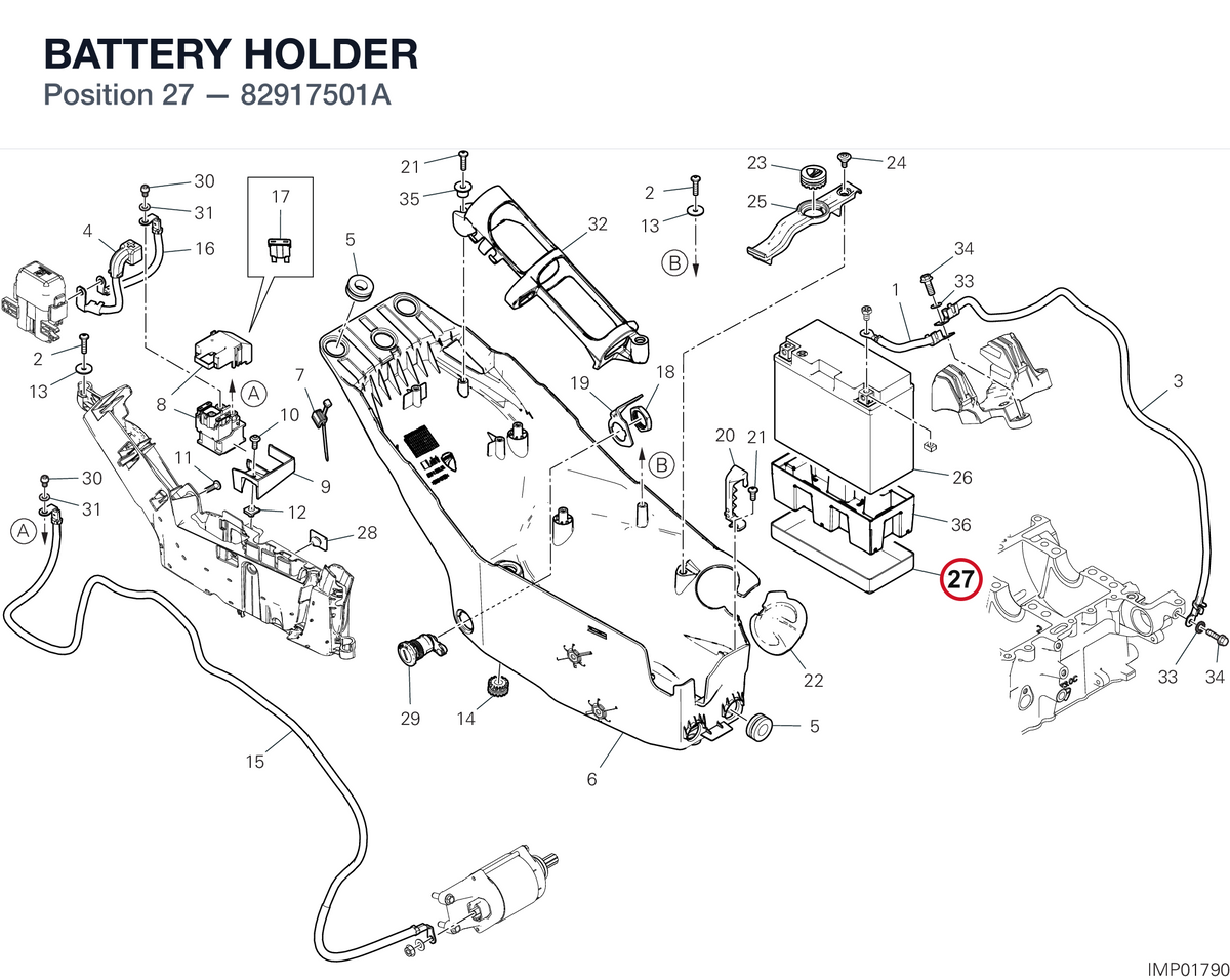 BATTERY HOLDER 82917501A diagram position