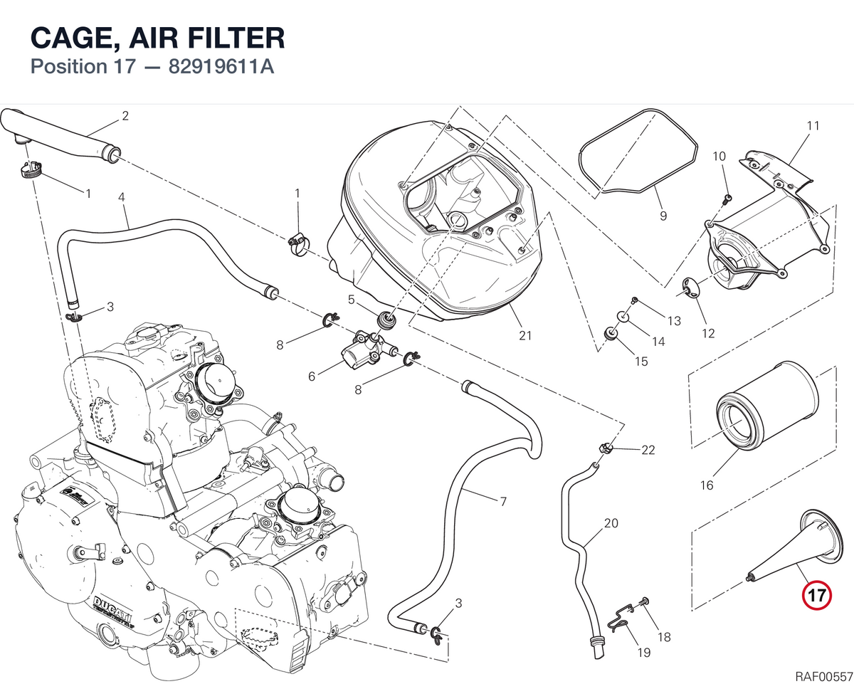 CAGE, AIR FILTER 82919611A diagram position
