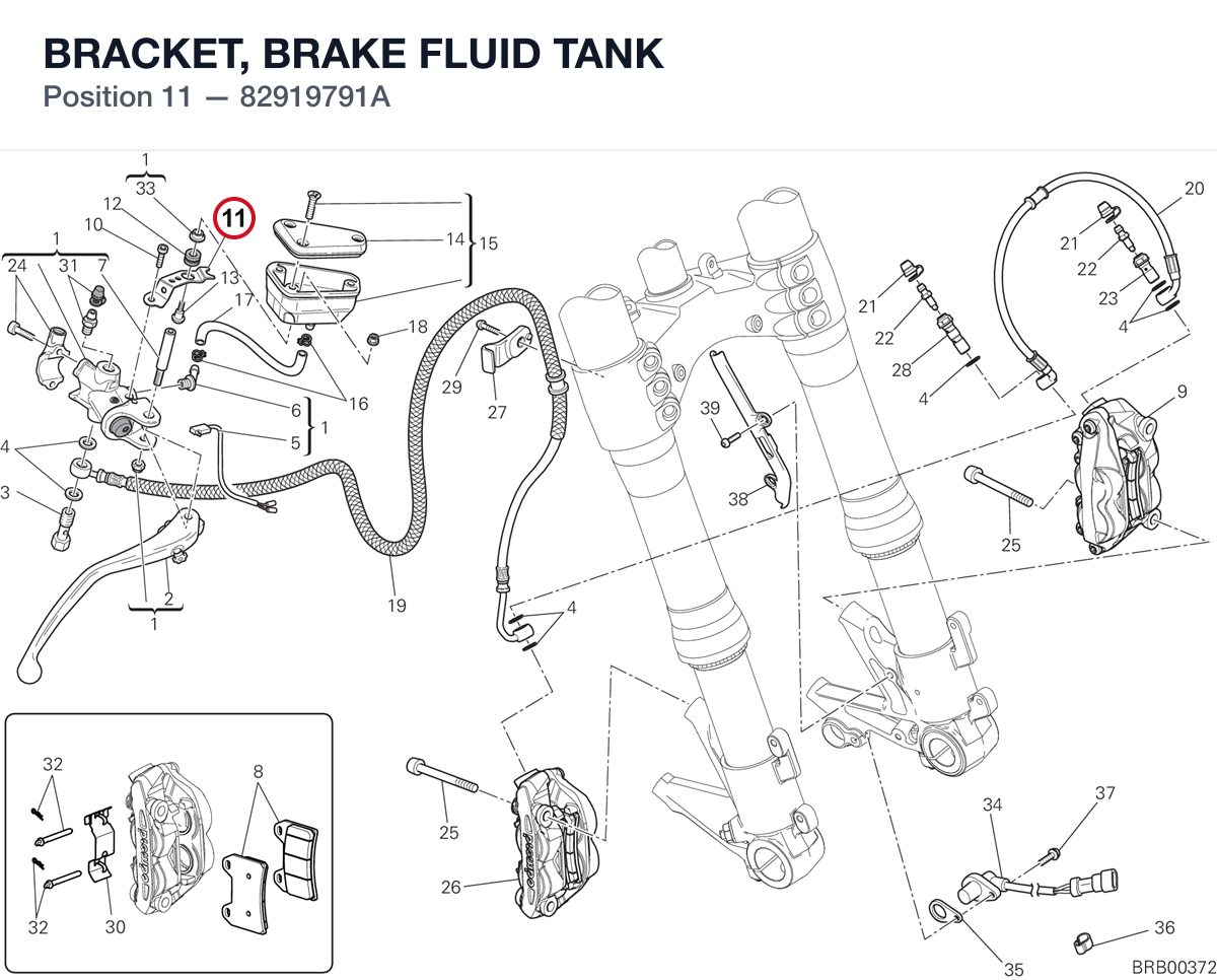 BRACKET, BRAKE FLUID TANK 82919791A diagram position