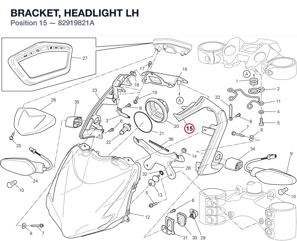 BRACKET, HEADLIGHT LH 82919821A diagram position