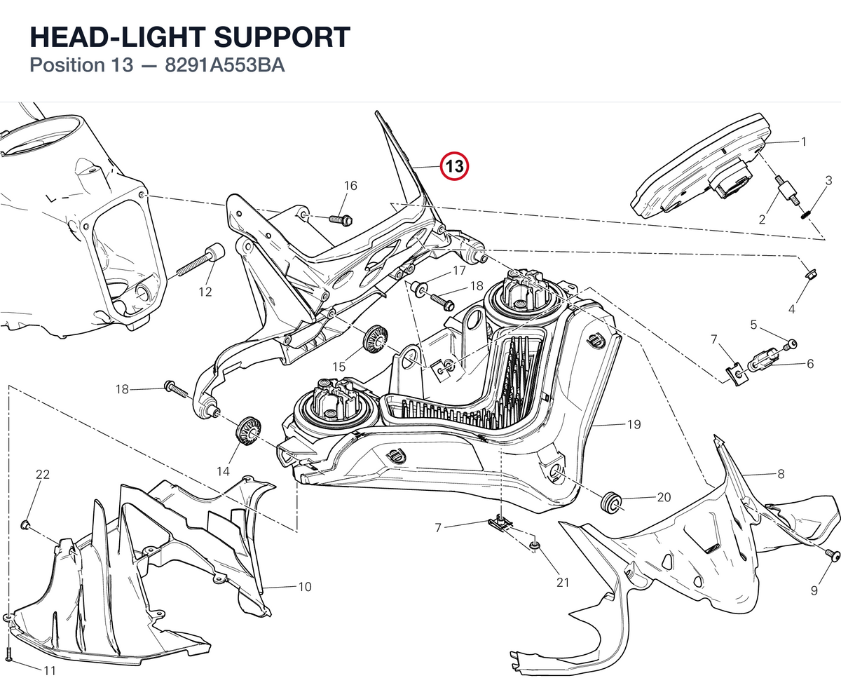HEAD-LIGHT SUPPORT 8291A553BA diagram position