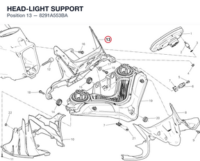 HEAD-LIGHT SUPPORT 8291A553BA diagram position