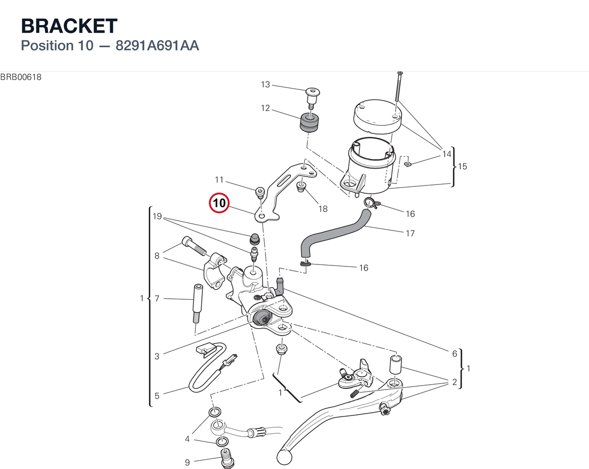 BRACKET 8291A691AA diagram position
