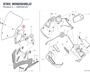STAY, WINDSHIELD 8291A812A diagram position