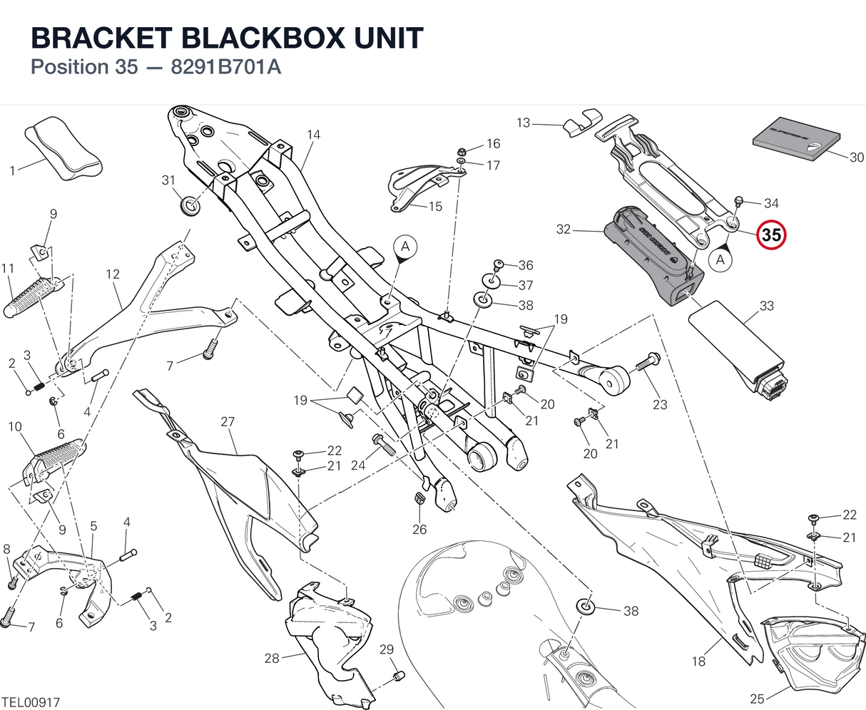 BRACKET BLACKBOX UNIT 8291B701A diagram position