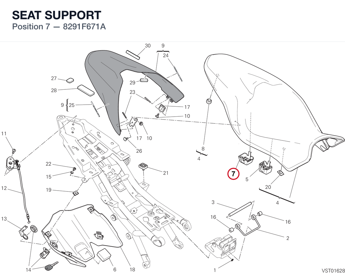 SEAT SUPPORT 8291F671A diagram position