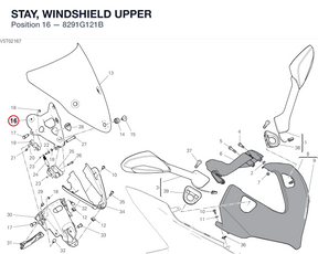 STAY, WINDSHIELD UPPER 8291G121B diagram position