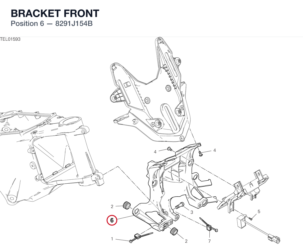BRACKET FRONT 8291J154B diagram position
