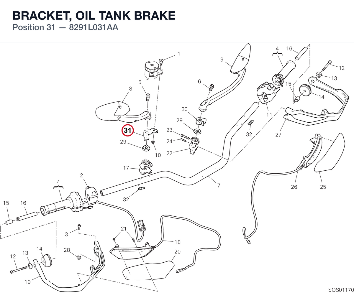 BRACKET, OIL TANK BRAKE 8291L031AA diagram position