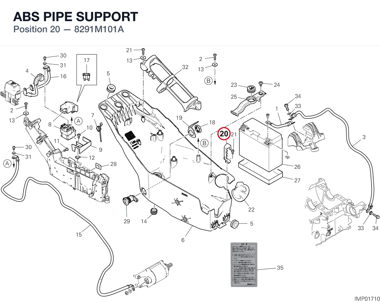 ABS PIPE SUPPORT 8291M101A diagram position
