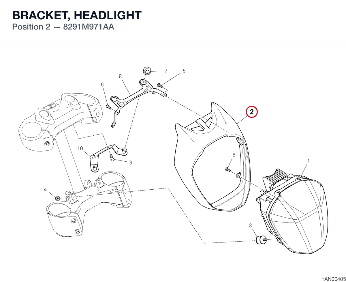 BRACKET, HEADLIGHT 8291M971AA diagram position