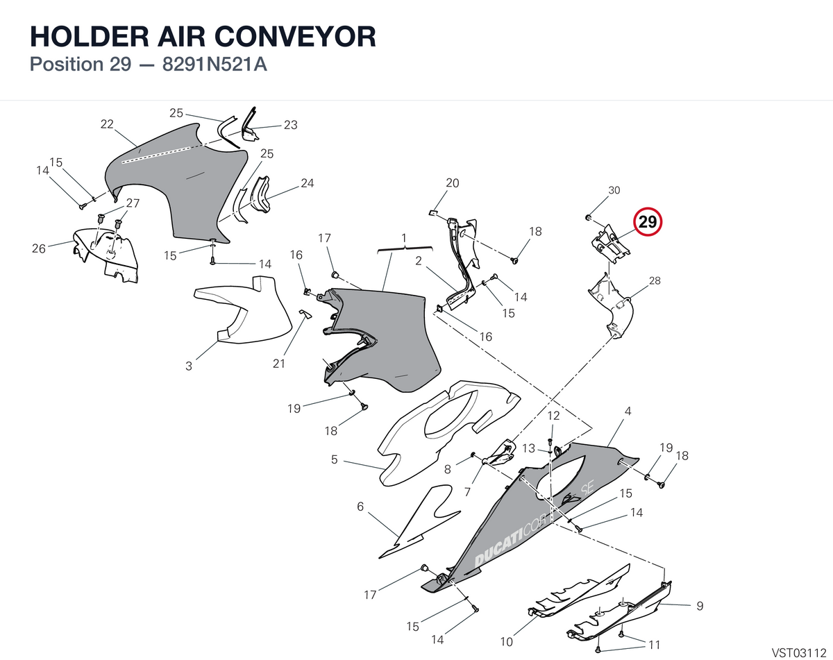HOLDER AIR CONVEYOR 8291N521A diagram position