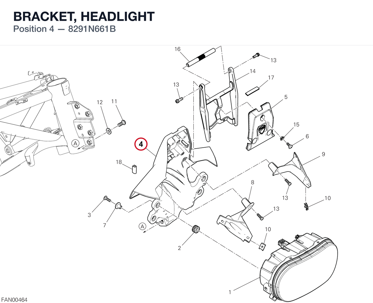 BRACKET, HEADLIGHT 8291N661B diagram position