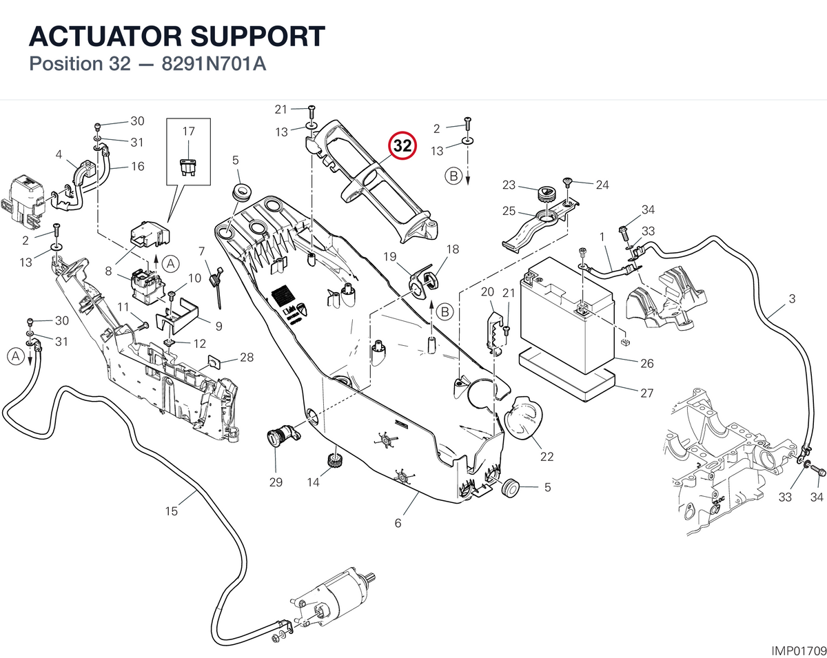 ACTUATOR SUPPORT 8291N701A diagram position