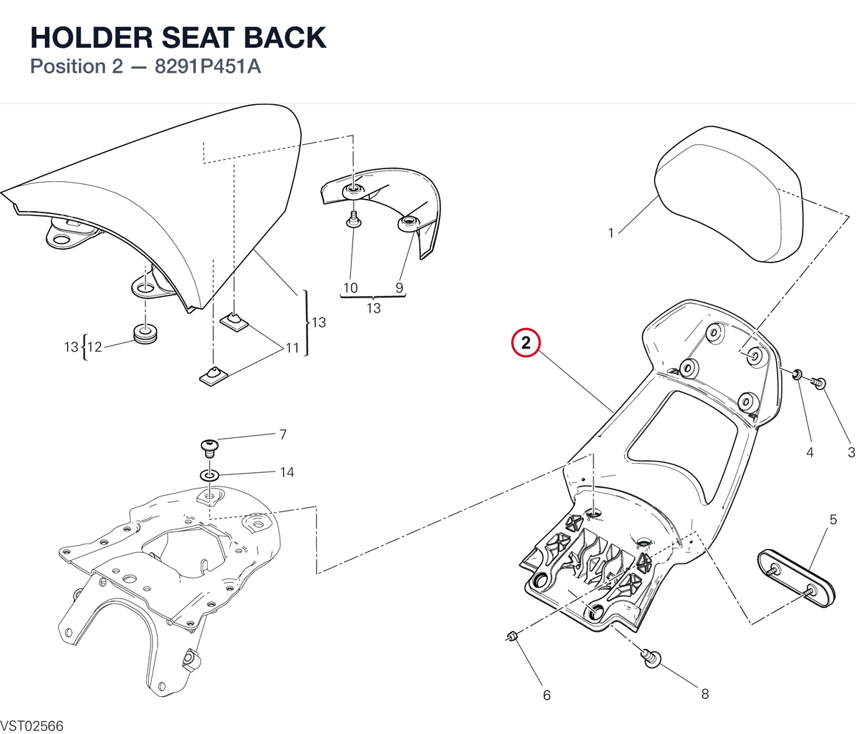 HOLDER SEAT BACK 8291P451A diagram position
