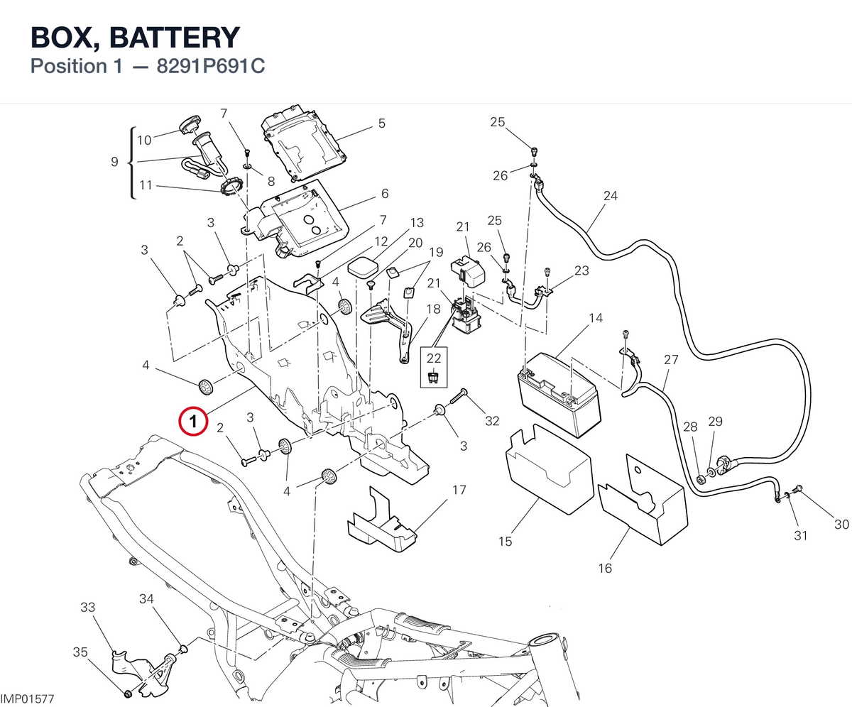 BOX, BATTERY 8291P691C diagram position