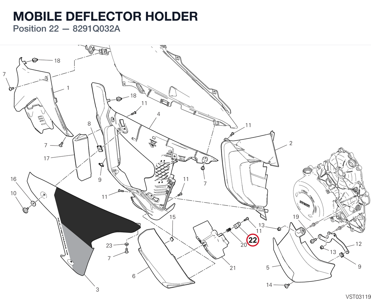 MOBILE DEFLECTOR HOLDER 8291Q032A diagram position