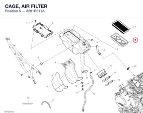 CAGE, AIR FILTER 8291R811A diagram position
