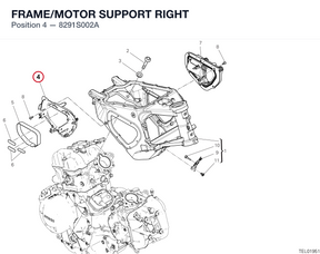 FRAME/MOTOR SUPPORT RIGHT 8291S002A diagram position