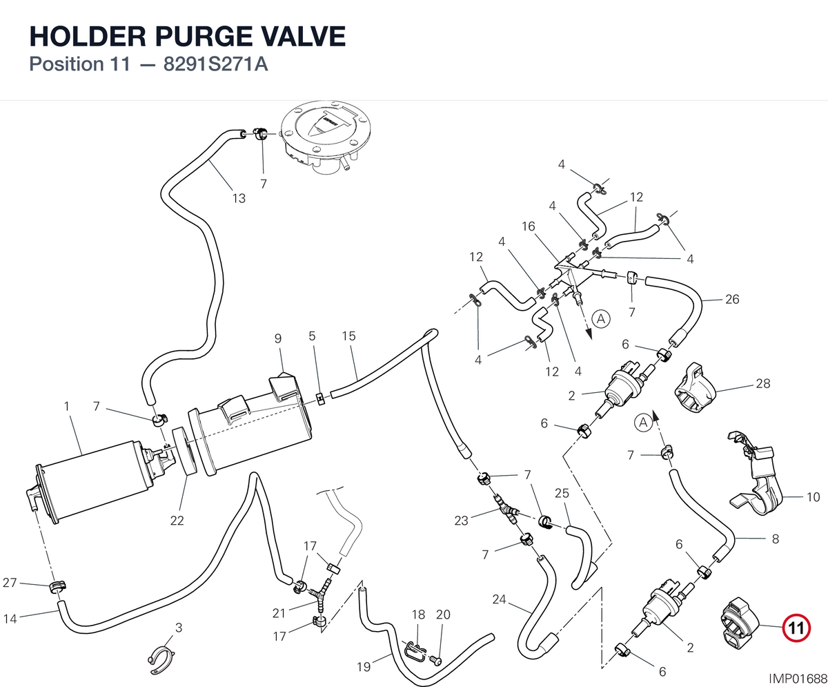 HOLDER PURGE VALVE 8291S271A diagram position