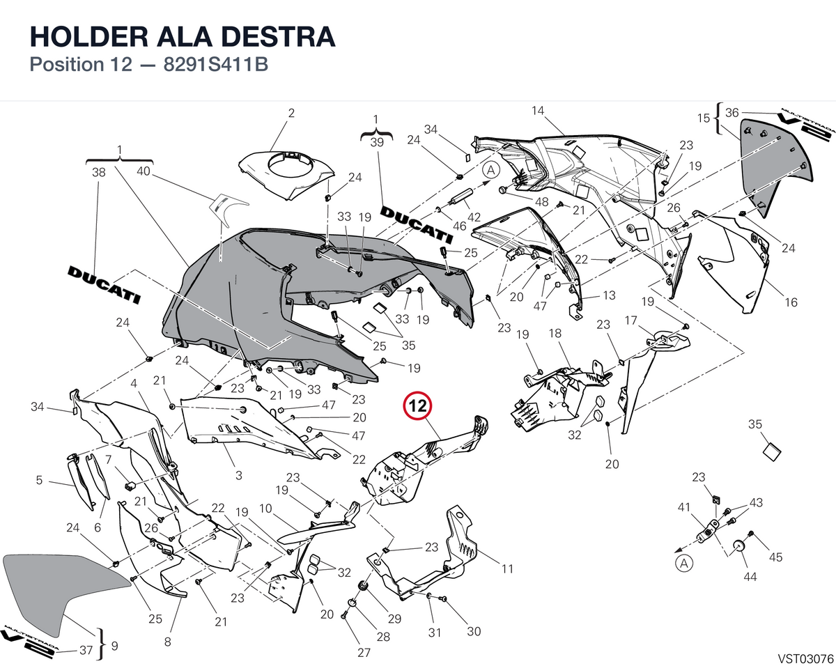 HOLDER ALA DESTRA 8291S411B diagram position