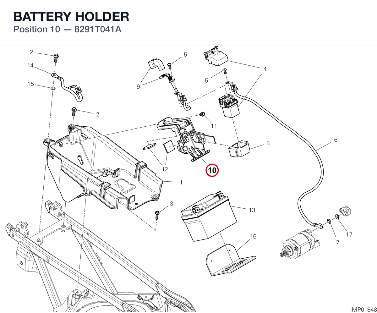 BATTERY HOLDER 8291T041A diagram position