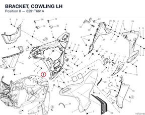 BRACKET, COWLING LH 8291T661A diagram position