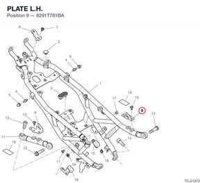 PLATE L.H. 8291T781BA diagram position