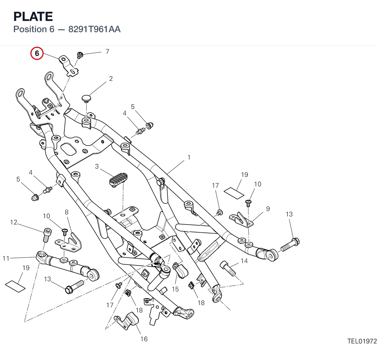 PLATE 8291T961AA diagram position