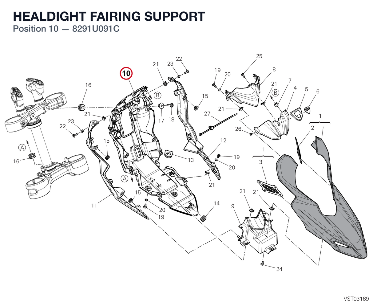 HEALDIGHT FAIRING SUPPORT 8291U091C diagram position