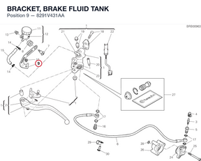 BRACKET, BRAKE FLUID TANK 8291V431AA diagram position