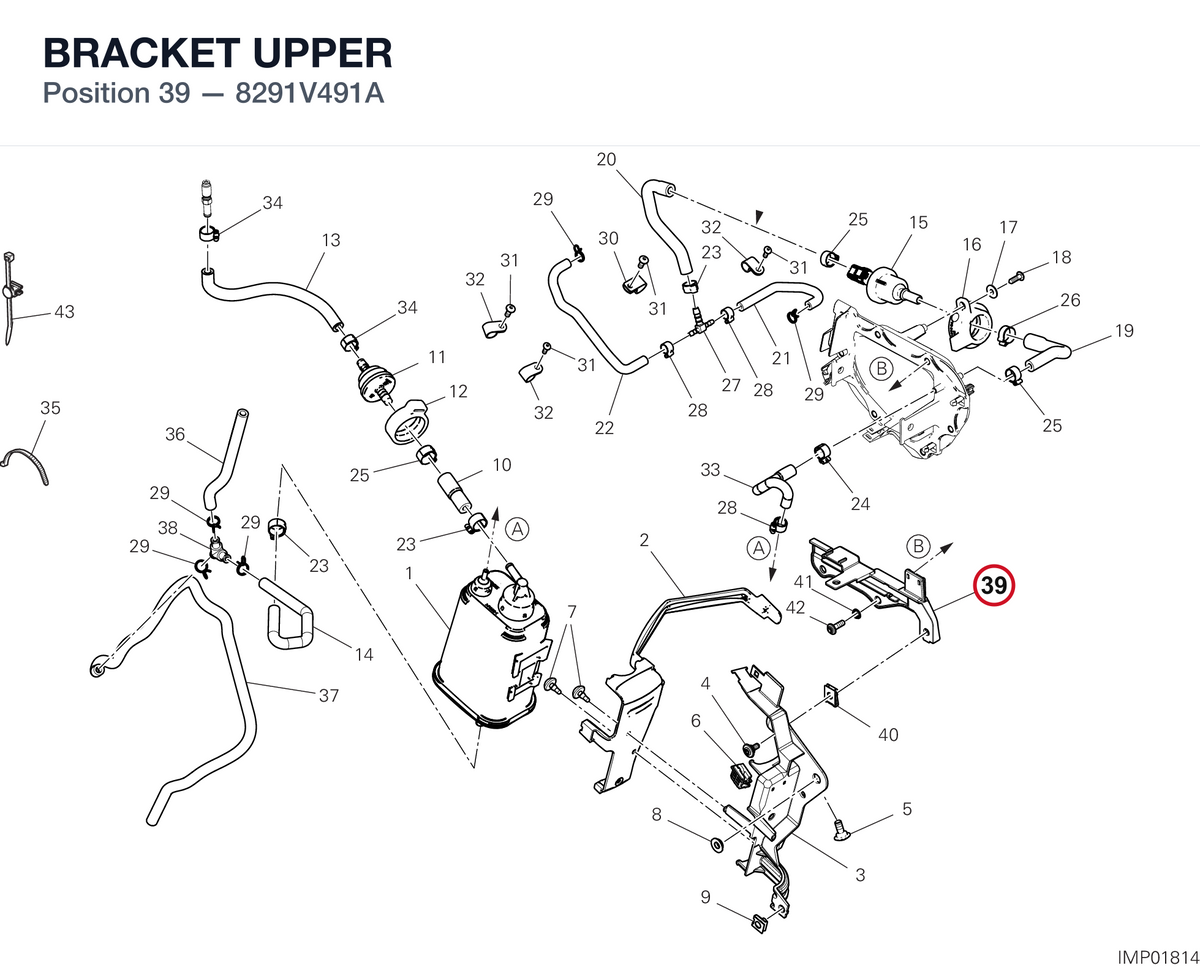 BRACKET UPPER 8291V491A diagram position