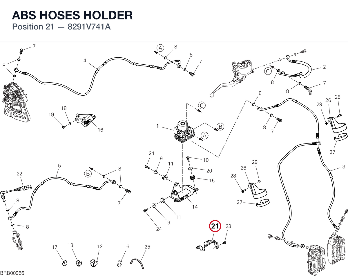 ABS HOSES HOLDER 8291V741A diagram position