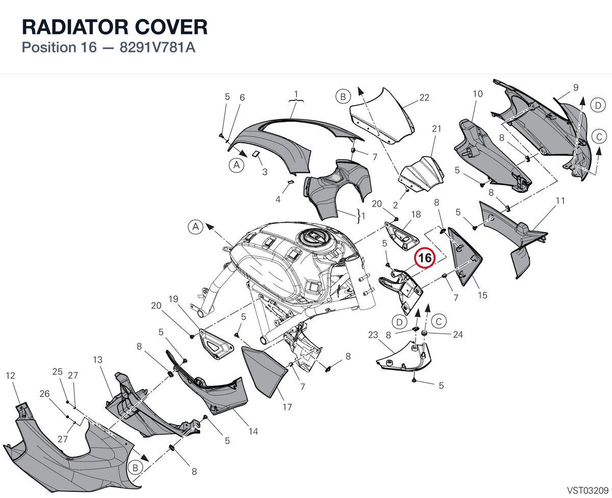 RADIATOR COVER 8291V781A diagram position