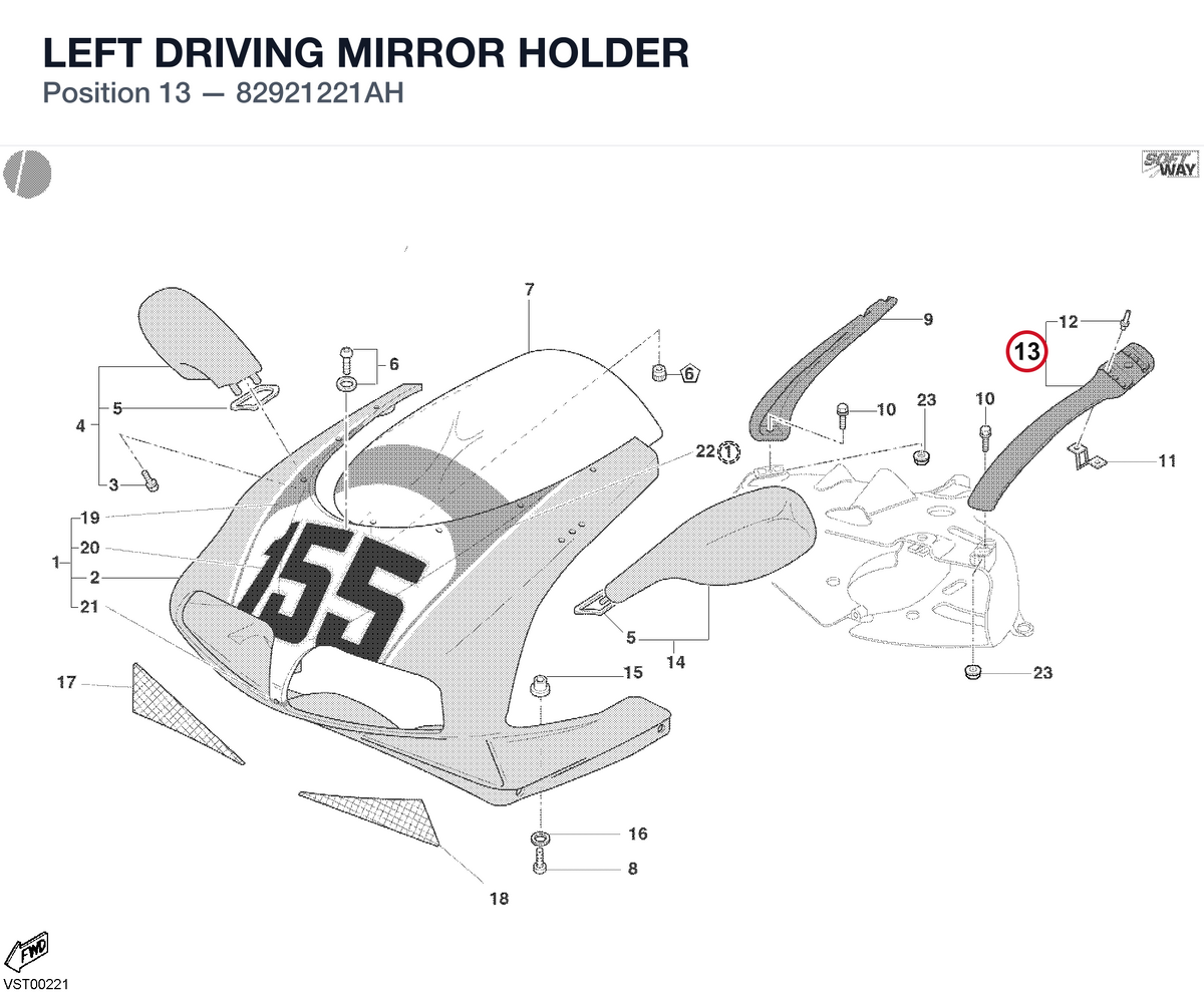 LEFT DRIVING MIRROR HOLDER