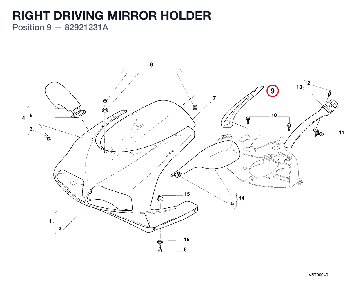 RIGHT DRIVING MIRROR HOLDER