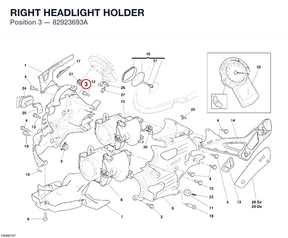 RIGHT HEADLIGHT HOLDER 82923693A diagram position