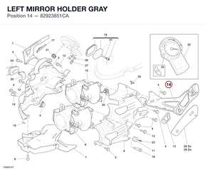 LEFT MIRROR HOLDER GRAY 82923851CA diagram position