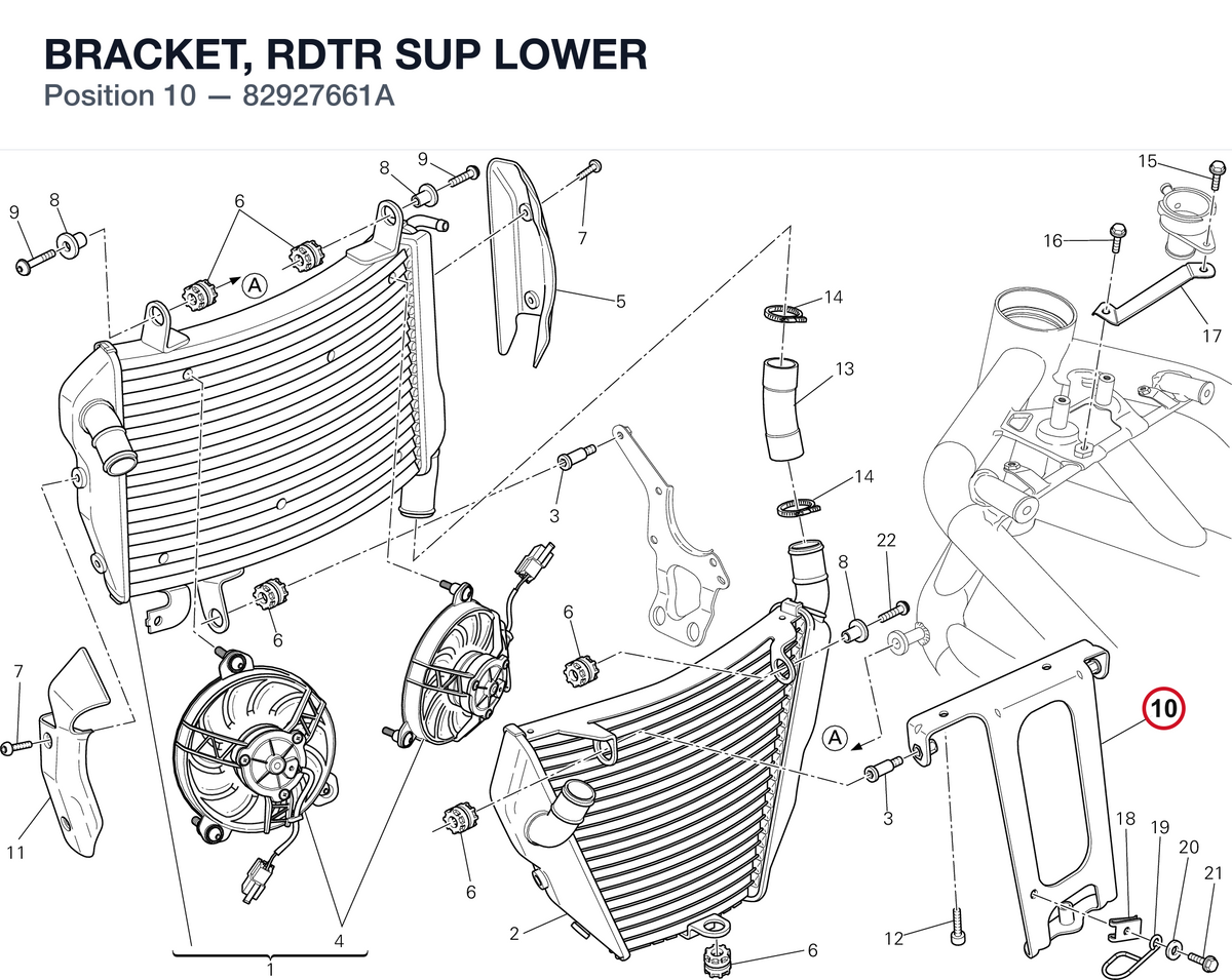 BRACKET, RDTR SUP LOWER 82927661A diagram position