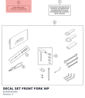 Diagram preview: DECAL SET FRONT FORK WP (60308192000)