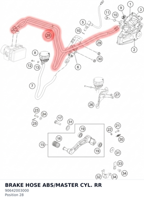 Diagram preview: BRAKE HOSE ABS/MASTER CYL. RR (90642003000)