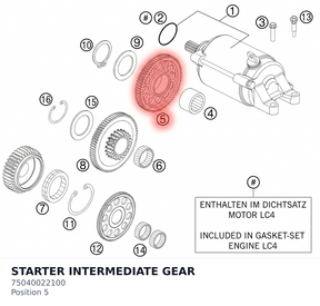 Diagram preview: STARTER INTERMEDIATE GEAR (75040022100)